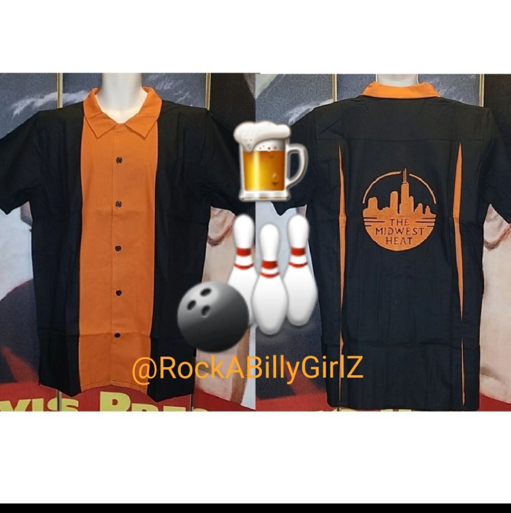 Tatyana Archie Vintage Bowling Shirt w Orange Panels Embroidery The Midwest Heat